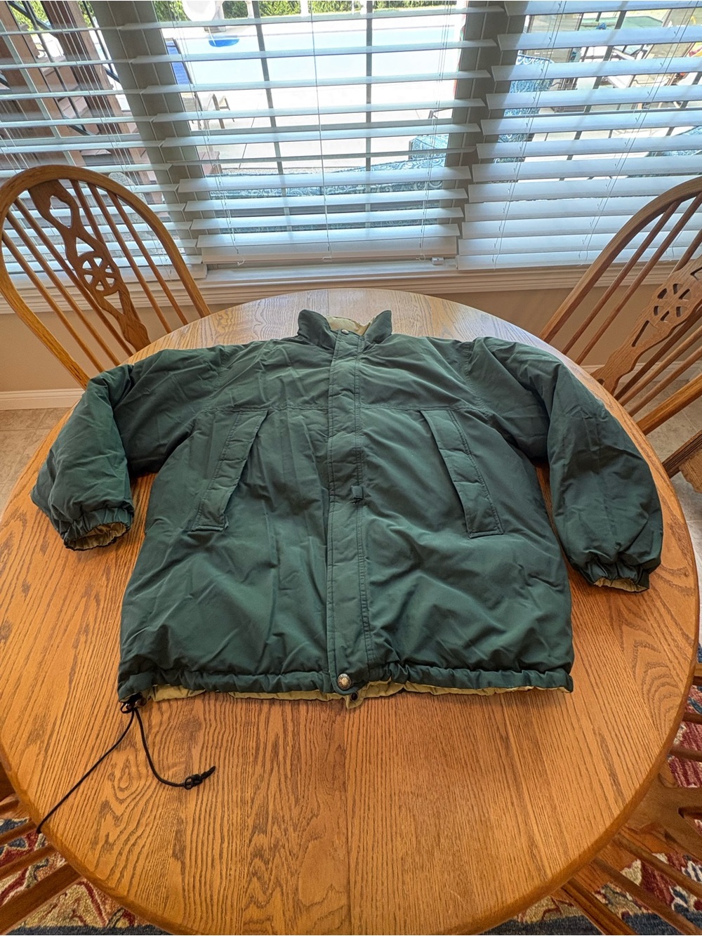Woolrich Vintage Classic Reversible Down Puffer Jacket Green Cotton Side Men’s L